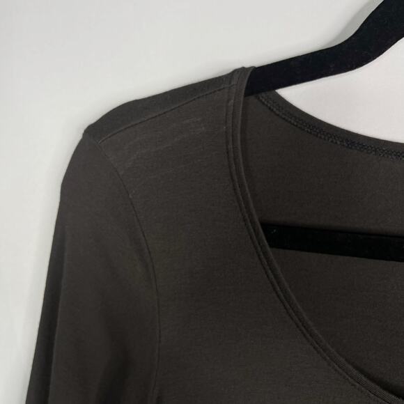 Eileen Fisher Small S Gray Knit Jersey Short Sleeve Tunic Dress Top Scoop Neck - Picture 7 of 8